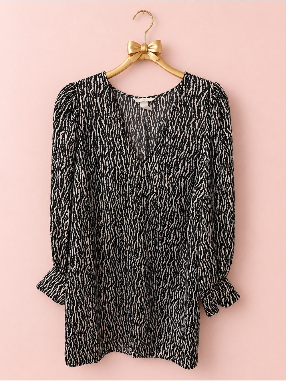 H&M Black and White Printed Midi Dress